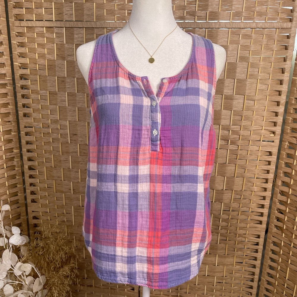 Plaid Sleeveless Top - Purple and Pink